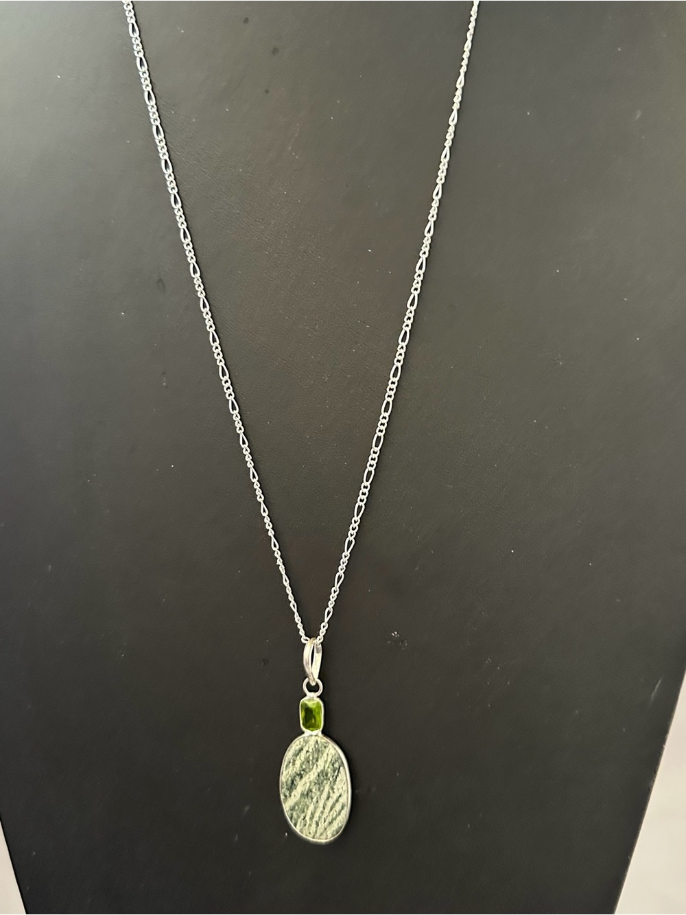Sterling Silver Green Stone Pendant Necklace - Women's Jewelry
